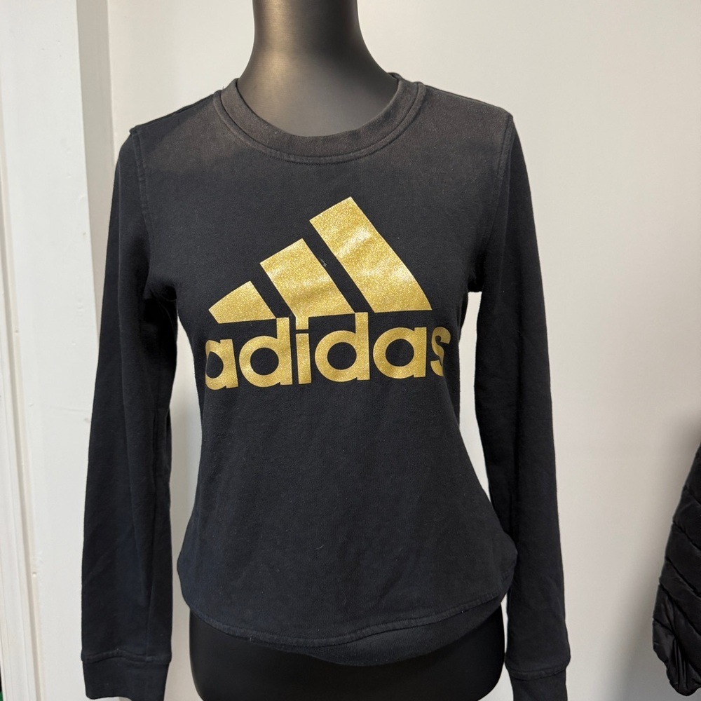 Adidas Women's Black Sweater with Gold Logo size‎ XS